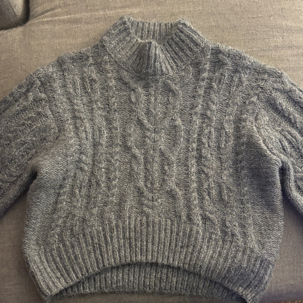 Forever 21 Charcoal Cable Knit Turtleneck Sweater